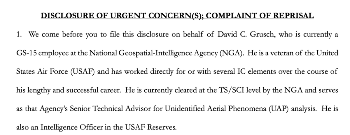 Disclosure_D's tweet photo. 🚨As of March 2023, the IC IG's Investigations Division was still investigating a complaint of reprisal stemming from the NGA

Source: IC IG's semiannual report for Oct '22-Mar '23

Reminder – Grusch was employed by the NGA at the time of his PPD-19 filing...