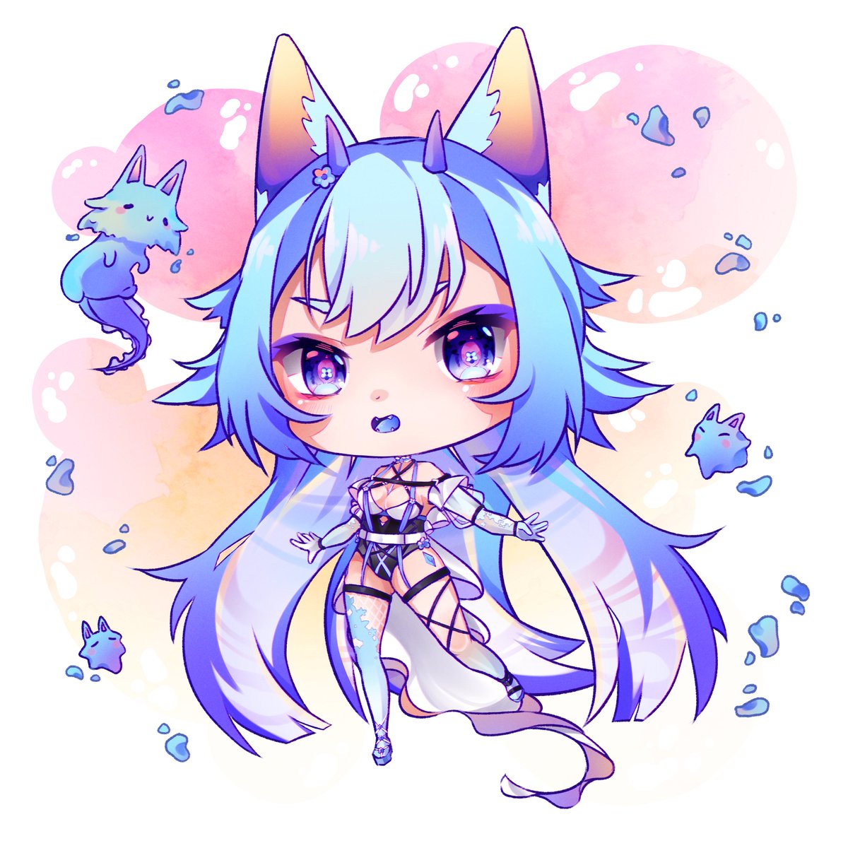 nek0chi's tweet photo. VTober day 3 with a beautiful blue alien slime! π§ #pralineART https://t.co/yrIPlt0mia