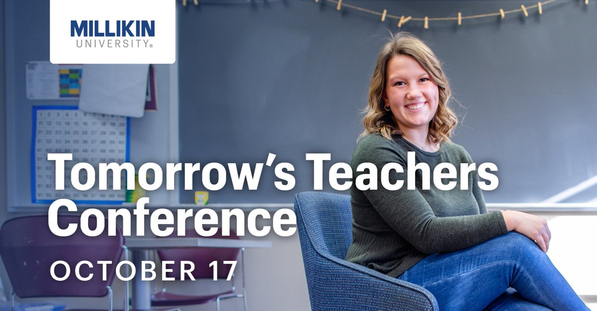 MillikinU's tweet photo. MU's School of Education will host its annual Tomorrow's Teachers Conference on Tuesday, Oct. 17, from 8 am-3 pm in the third floor Banquet Rooms of University Commons. Registration for this year’s event is open through Friday, Oct. 6.

Read more at https://t.co/TgvjokIkaU https://t.co/nrx5VvaZyM