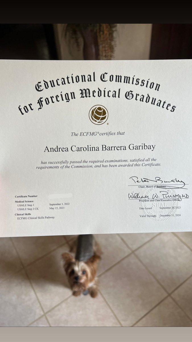 andreabarrerag's tweet photo. Officially ECFMG certified 🇺🇸🥳 #Match2024 #Psychiatry https://t.co/tM1rVRTxLJ
