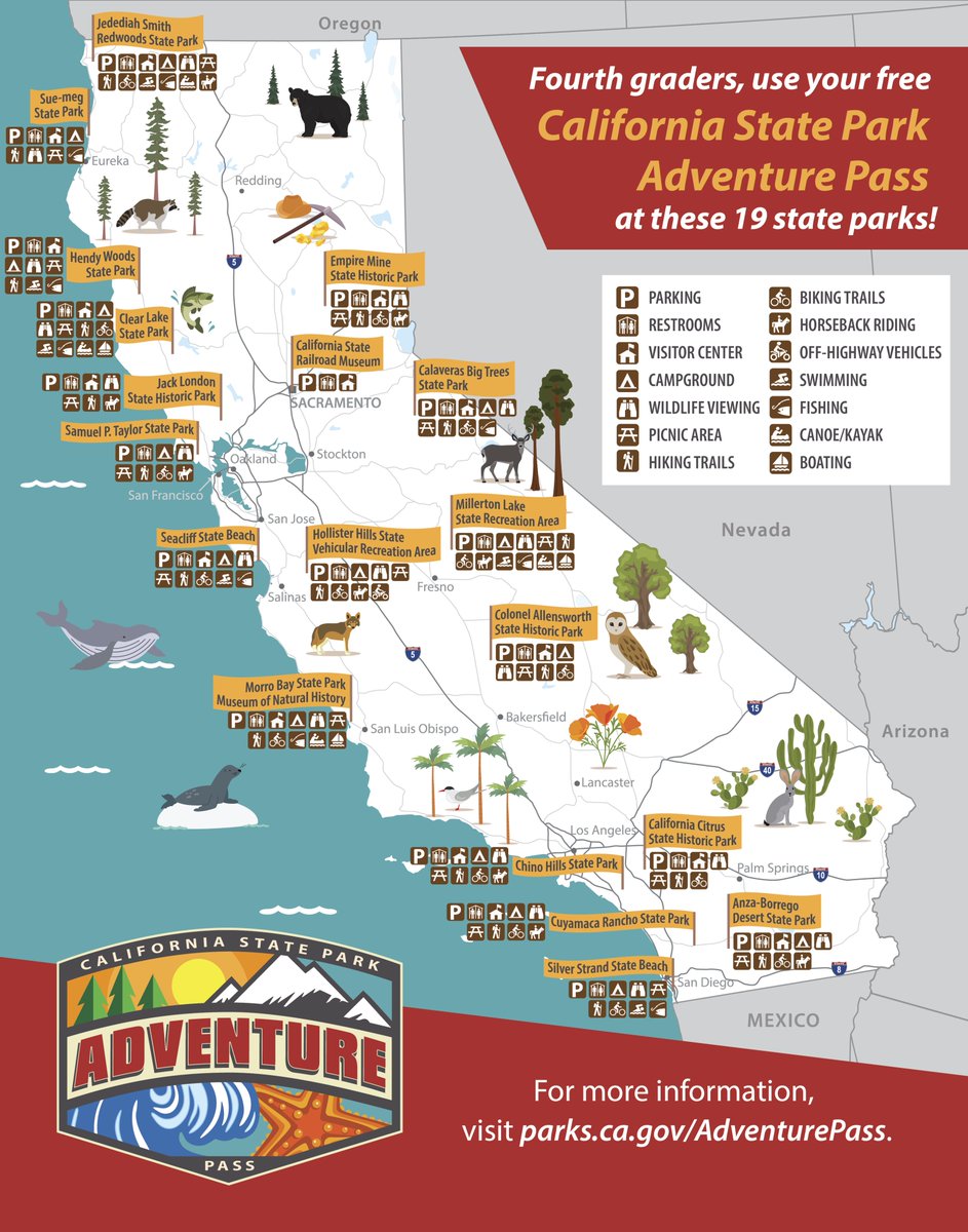 Hey 4th graders &amp; their families! You can get a FREE #CAStatePark Adventure Pass to 19 state parks, just like the Fabian family @ Morro Bay SP. Noe &amp; his family were introduced to the program by his teacher &amp; are learning w/their new Jr. Ranger booklets &amp; badges. Get yours today!