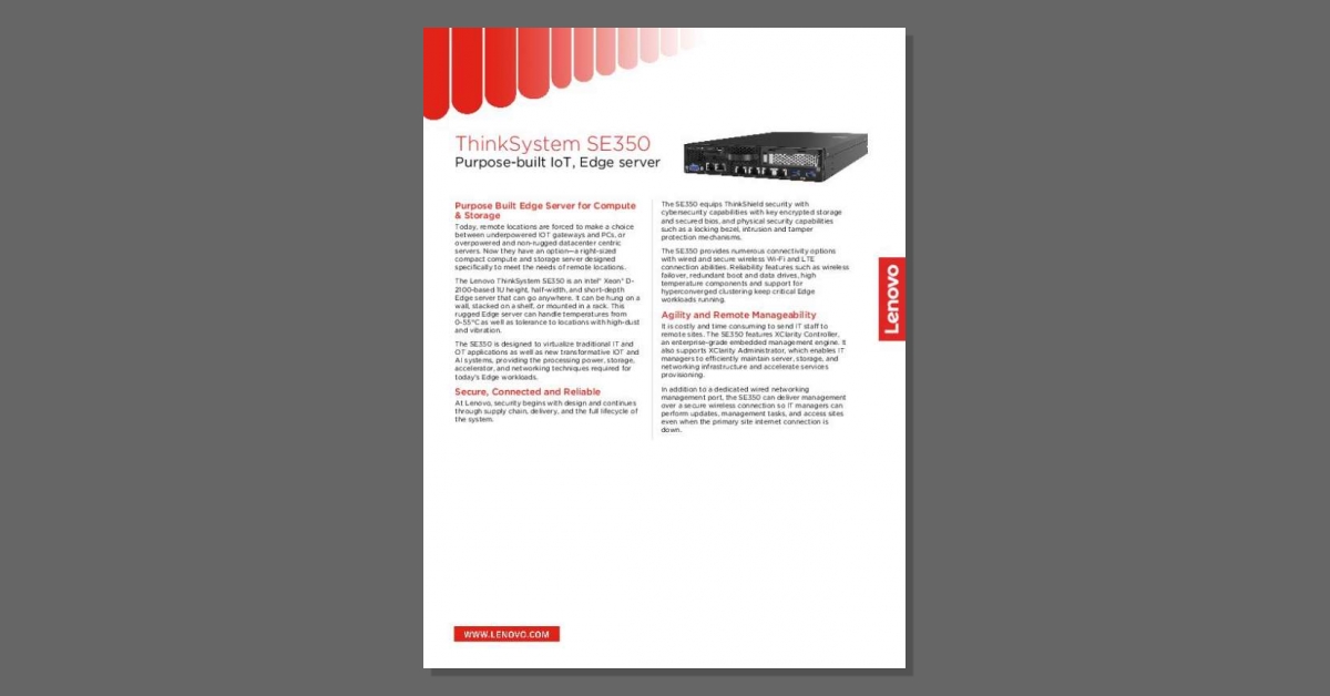 lcrieffe's tweet image. Pathway Communications Group LLC recommends this solution brief, which discusses the benefits and technical specifications of the @LenovoUS #ThinkSystem SE350. stuf.in/bcfc9j