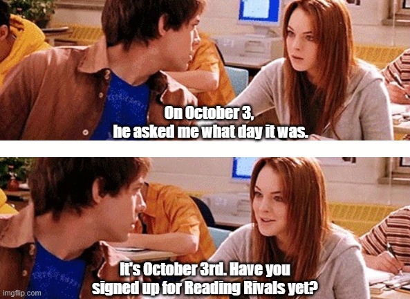 Reading Rivals has officially begun! Sign up here: plymouthlibraryma.beanstack.org/reader365