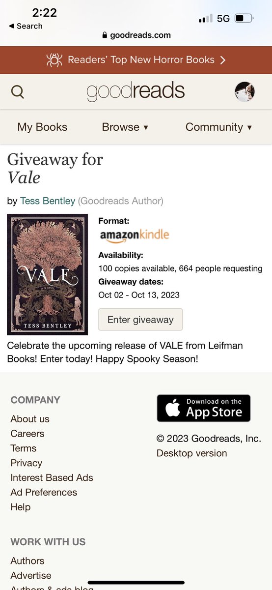 Just a reminder to add VALE on Goodreads and enter to win a free copy! 🥳🤍 

goodreads.com/giveaway/show/…
#booklovers #GoodreadsGiveaway