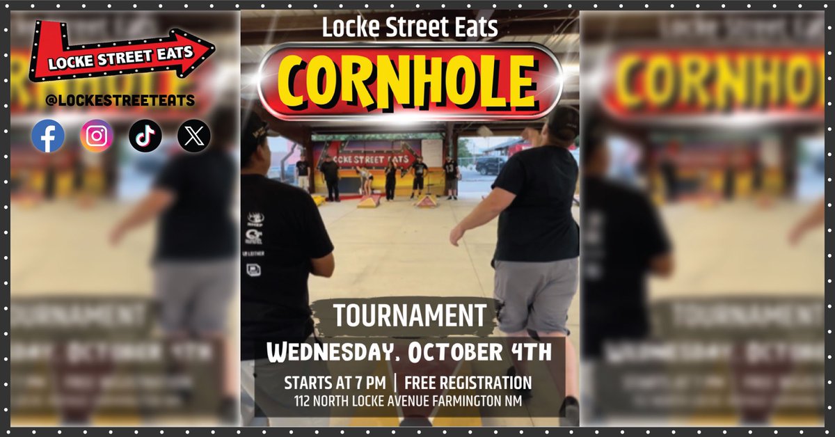 LockeStreetEats's tweet photo. This week at Locke Street Eats Wednesday October 4th Cornhole Tournament 7-10pm, Thursday October 5th Open Mic Night with Efrin 6-10pm and three Fool's Gold Shows Fool's Gold, Friday Oct 6, 6-10pm, Fool's Gold, Saturday Oct 7th, 12-3pm, Fool's Gold, Saturday Oct 7, 7-11pm. 
👋🤠 https://t.co/nIZda7pqxy
