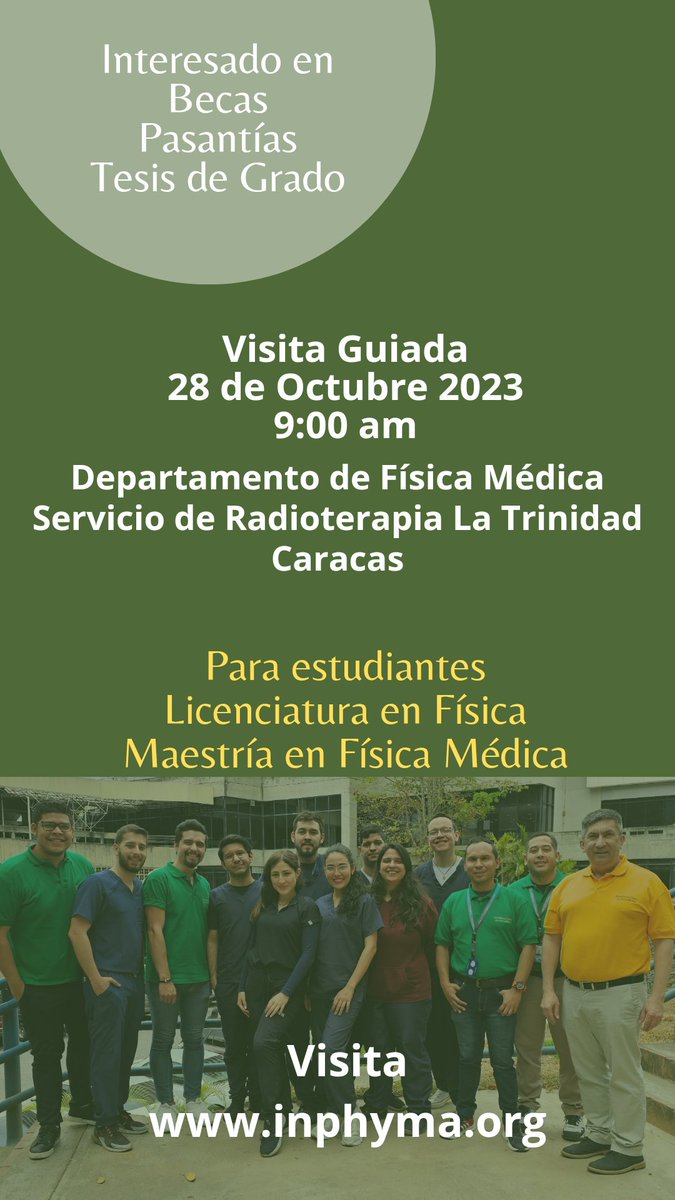 inphyma's tweet photo. Visita Guiada 2023 al departamento de física médica del servicio de radioterapia La Trinidad. 
Si estas interesado visita
https://t.co/sRqT5gBny8

#science #research #physics  #physicist #today #radiation #caracas https://t.co/JTSxIbpuDi