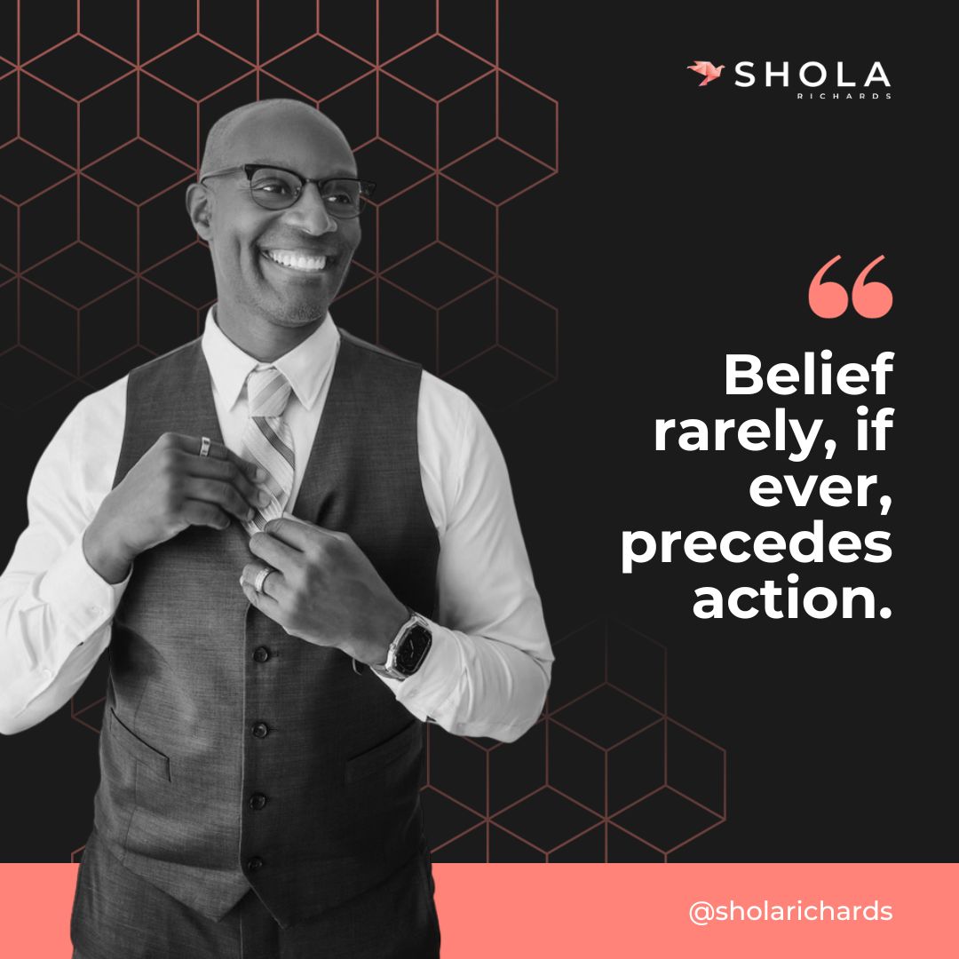 Self-belief isn’t a gift that magically appears. It grows from action. Want self-belief? Act before feeling ready. Areas where you're confident today flourishes from consistent efforts.