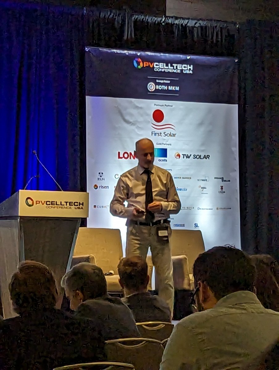 G2VOptics's tweet photo. Finlay Colville of @pv_tech shows a masterclass in how to predict the movements of the solar industry based on capex investment and what that means for the future of #solarpv manufacturing in the US. #PVCellTech2023 https://t.co/UxsMsGf84U