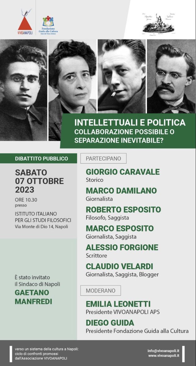 Sabato mattina a Napoli discuteremo di politica e intellettuali, anche a partire dal mio #Senzaintellettuali @editorilaterza, con @MarcoDamilan @claudiovelardi #RobertoEsposito #MarcoEsposito e #AlessioForgione