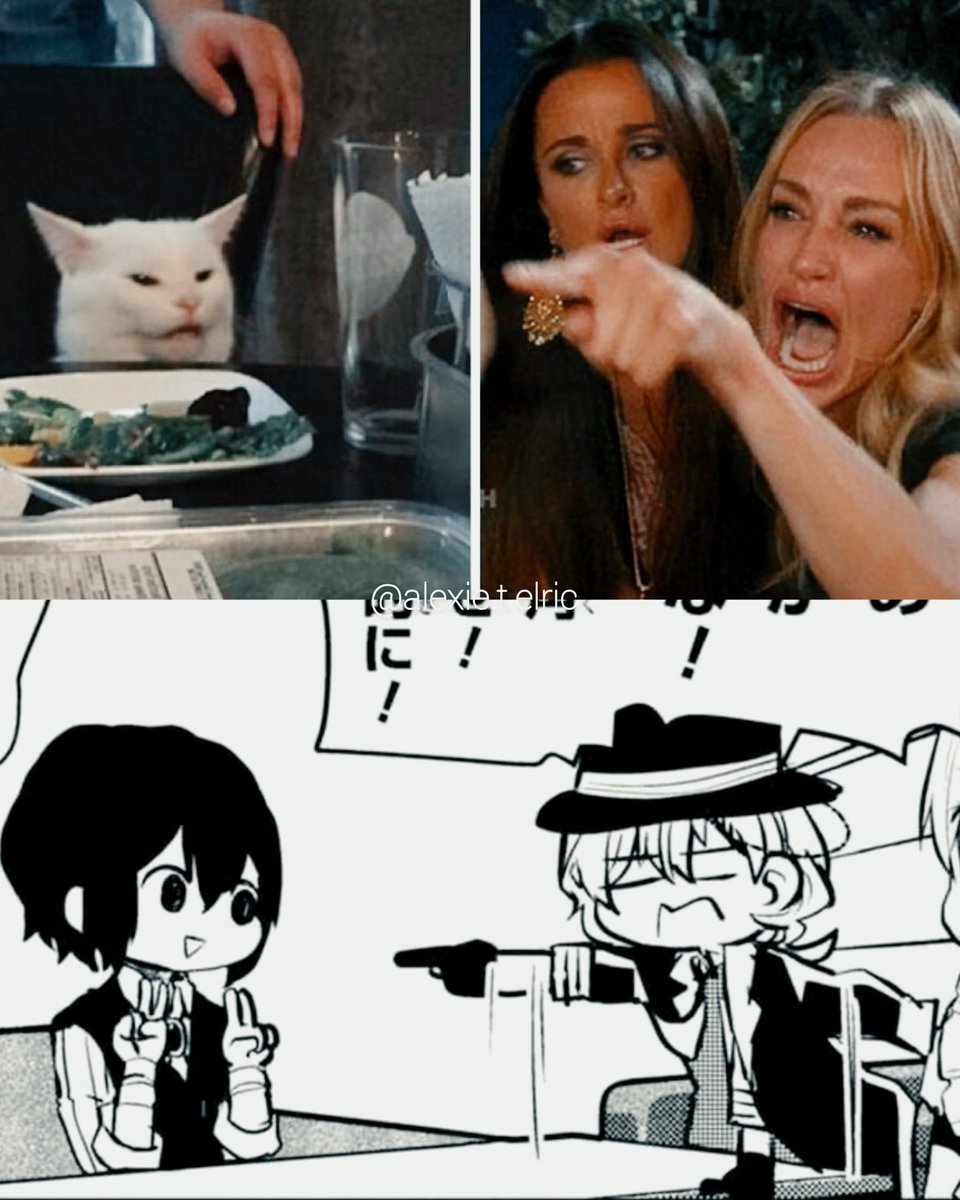 Alexie_T_Elric's tweet photo. I don't see any differents 😂
#文スト. #BSD. #bungostraydogs. #bungostraydogsmeme. #bungostraydogswan. #BSDmeme. #chuuyanakahara. #osamudazai. #meme. https://t.co/KSt1JjFvCS