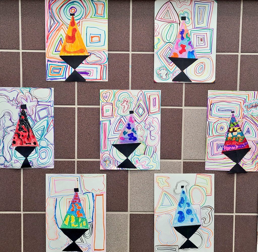 MissLugo_'s tweet photo. 2nd grade Ss combined geometric and organic shapes to create groovy lava lamp artwork! @BrightAcadFISD #FISDfineartsleads https://t.co/656kYkmVCK
