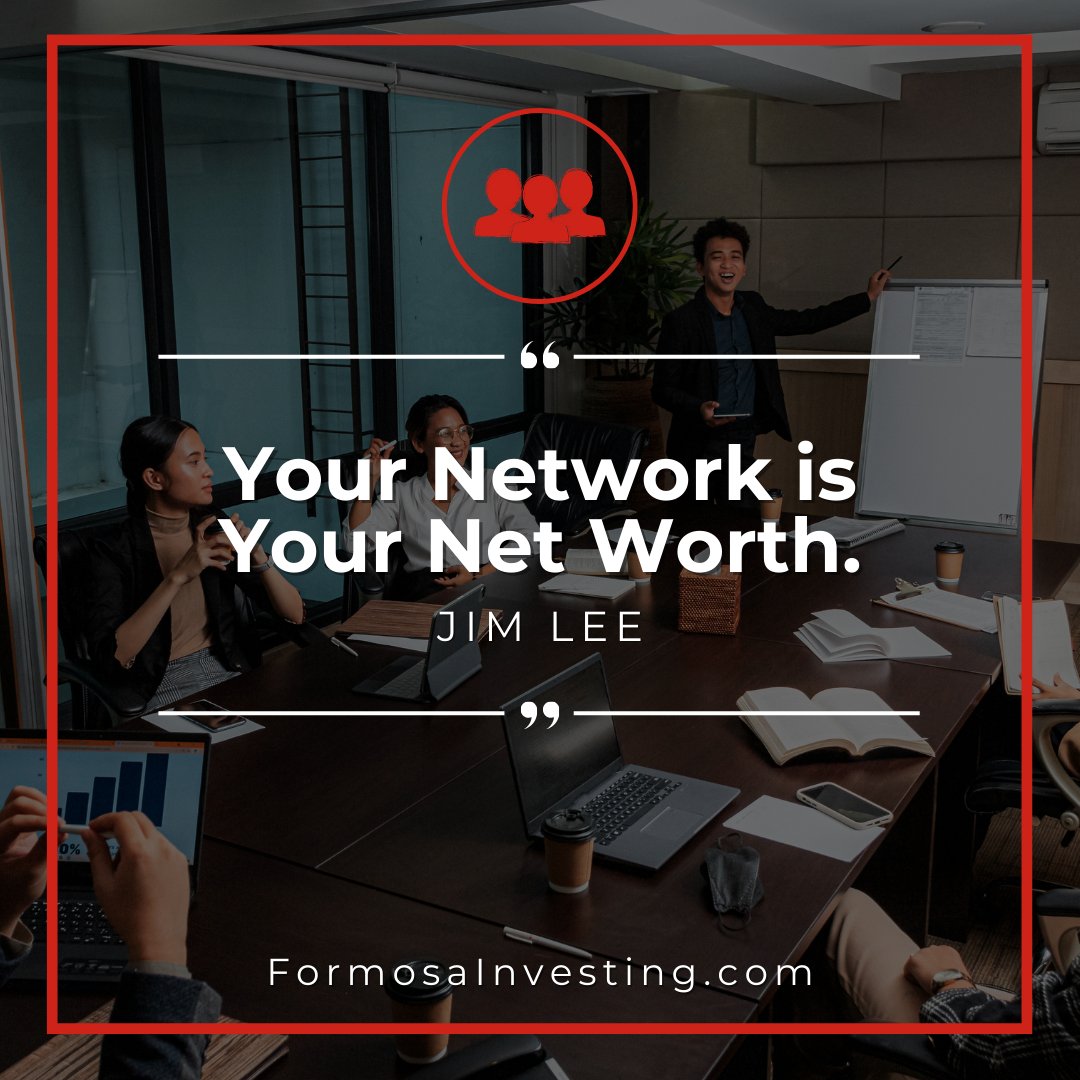 Formosainvestin's tweet photo. Our founder @BzJimLee is always reminding us that our network in business and investing is what makes deals happen. 

Try and meet one new person who can help you move your goals of #FinancialFreedom forward this week. https://t.co/z8p3GP8T4F