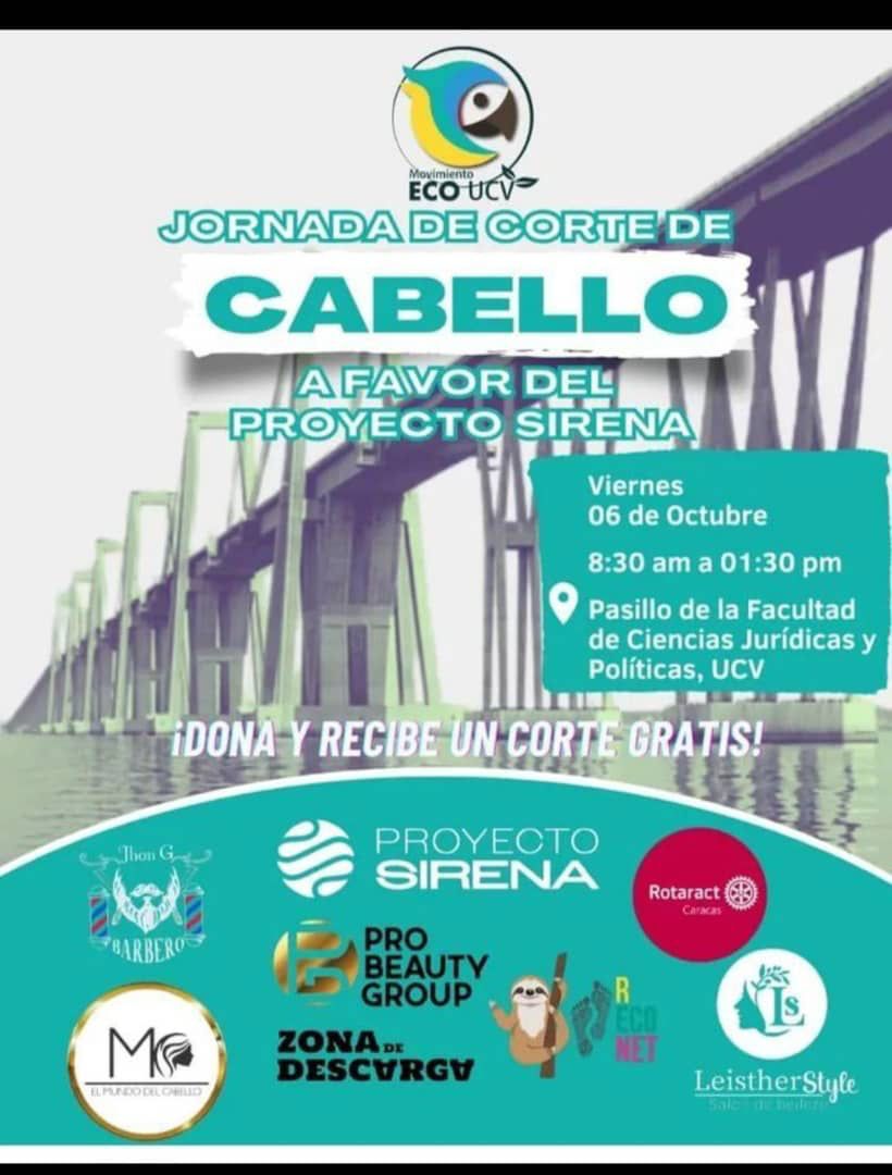 Urbmiranda's tweet photo. Este viernes #6Oct recibe un corte de cabello gratis en la UCV. Tu cabello será donado para fabricar esponjas que limpian el petróleo en el Lago de Maracaibo. Cada kilo de cabello puede recoger hasta 5 Kg de petróleo. Si tienes una peluquería, barbería o peluquería canina también https://t.co/1J4mU1HizC