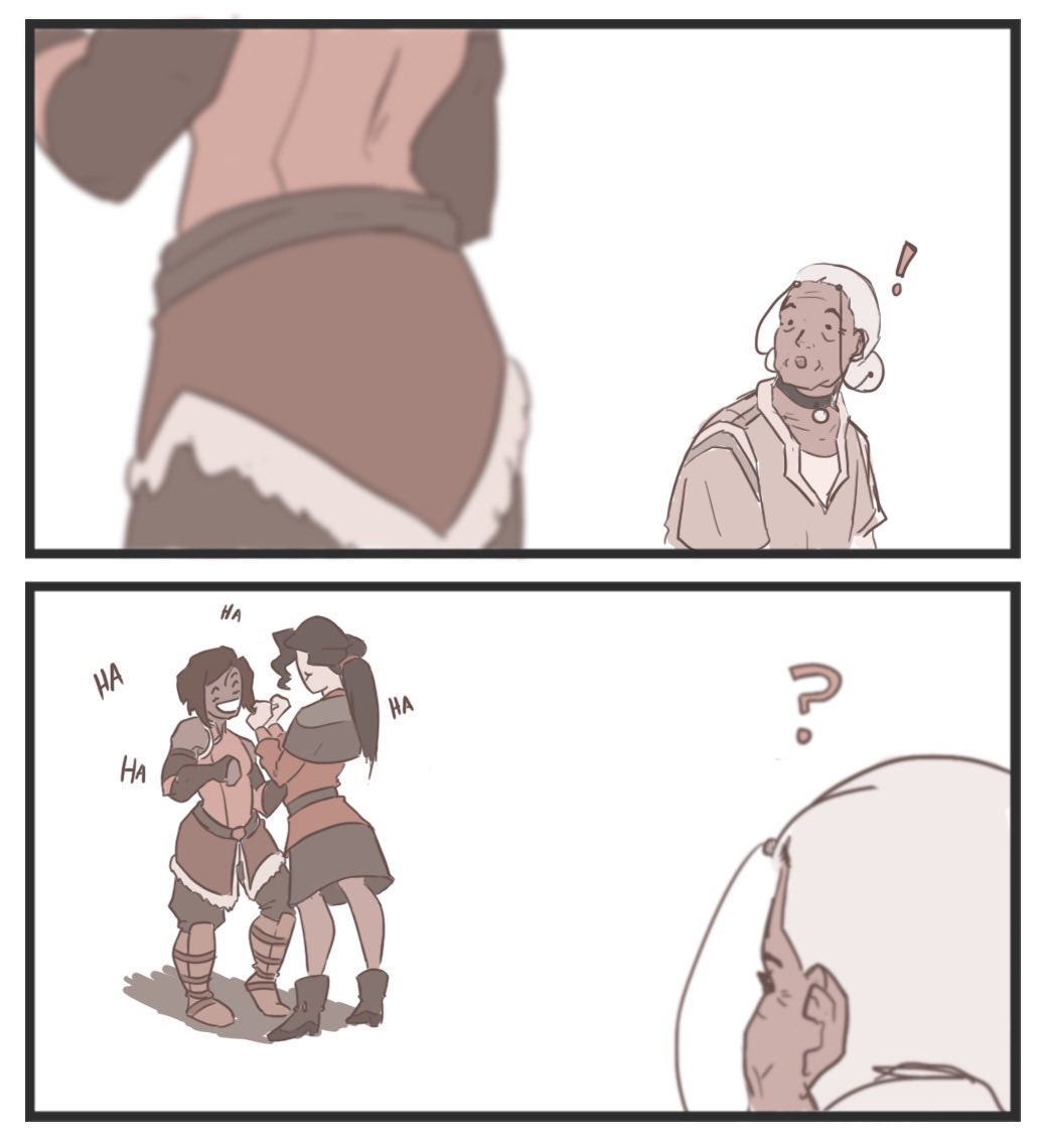dailykataang's tweet photo. katara’s reaction to korrasami: a fancomic 

🎨 credit: safety-officer-barto on tumblr https://t.co/943Ez2FNV0