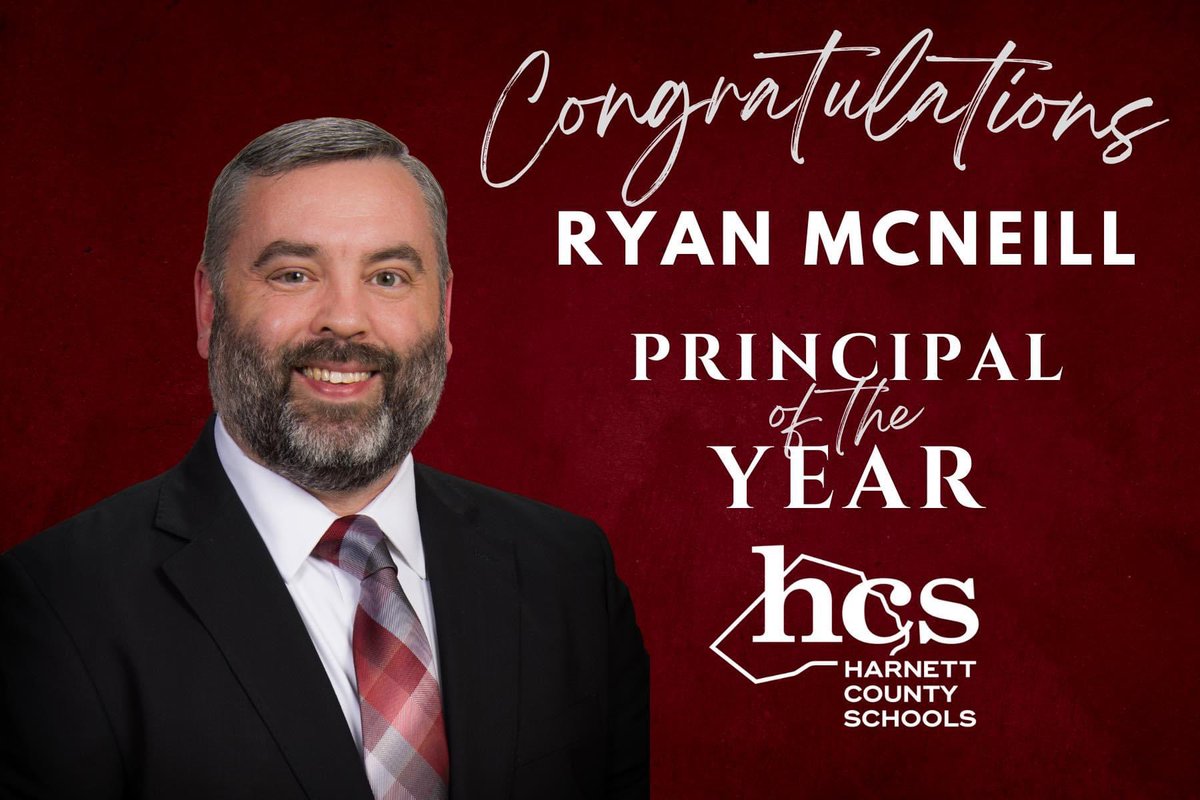 Congratulations Mr. Ryan McNeill, Principal of the Year for Harnett County Schools!

#PrincipalOfTheYear #LeadershipMatters #WeAreHarnett #InspiringLearnersToBeLeaders #SuccessWithHCS
#SeeingGreatnessAmongUs