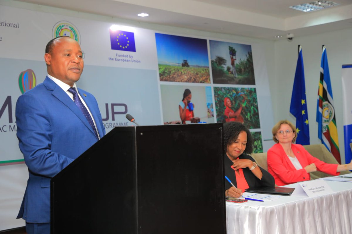jumuiya's tweet photo. European Union @EUinTZ &amp; the #EAC today launched a new €40 million EU-EAC Market Access Upgrade Programme (MARKUP II)  in Arusha Tanzania 

The initiative funded by the EU is set to unlock the full potential of agribusinesses within the EAC 

@pmathuki 
@EU_Commission 
@ITCnews https://t.co/YENl4YcOJC