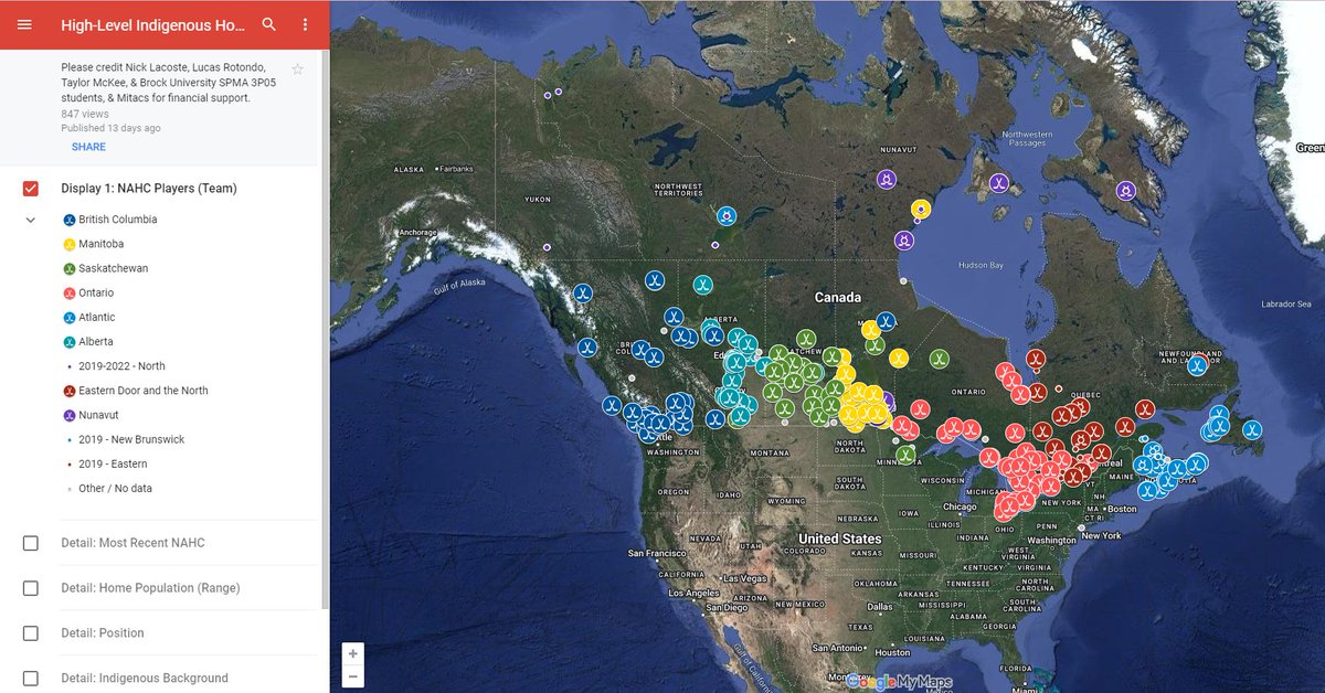 Project Announcement!

Working alongside <a href="/TaylorMcKee_/">Taylor McKee</a> and <a href="/1ucasrotondo/">Lucas</a>, I have developed a map of High-Level Indigenous Hockey Players, including 2019-present National Aboriginal Hockey Championship (NAHC) participants. Check it out here: google.com/maps/d/u/0/vie…