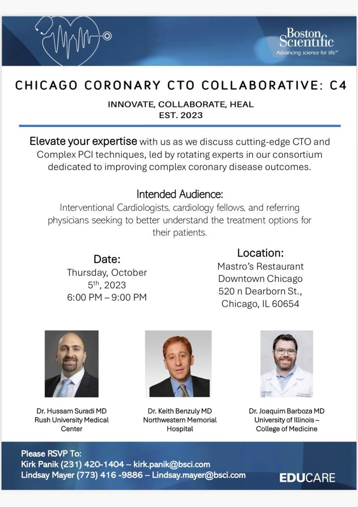 Joaquim Spadoni Barboza (@jbspadoni) on Twitter photo Nice CTO dinner this Thursday. We are trying to build a cto community in the Chicagoland to learn from each other cases. Join us! <a href="/AdhirShroff/">Adhir Shroff</a> <a href="/UICcardfellows/">UIC Cardio Fellows</a> <a href="/bostonsci/">Boston Scientific</a> <a href="/spiritus_bah/">Amer Ardati</a> <a href="/KhalilIbrahimMD/">Khalil Ibrahim</a> <a href="/mividovich/">Mladen Vidovich</a> <a href="/hsuradi/">Hussam Suradi</a> <a href="/tlevin/">Tom Levin, MD</a> #C4 Nice CTO dinner this Thursday. We are trying to build a cto community in the Chicagoland to learn from each other cases. Join us! <a href="/AdhirShroff/">Adhir Shroff</a> <a href="/UICcardfellows/">UIC Cardio Fellows</a> <a href="/bostonsci/">Boston Scientific</a> <a href="/spiritus_bah/">Amer Ardati</a> <a href="/KhalilIbrahimMD/">Khalil Ibrahim</a> <a href="/mividovich/">Mladen Vidovich</a> <a href="/hsuradi/">Hussam Suradi</a> <a href="/tlevin/">Tom Levin, MD</a> #C4