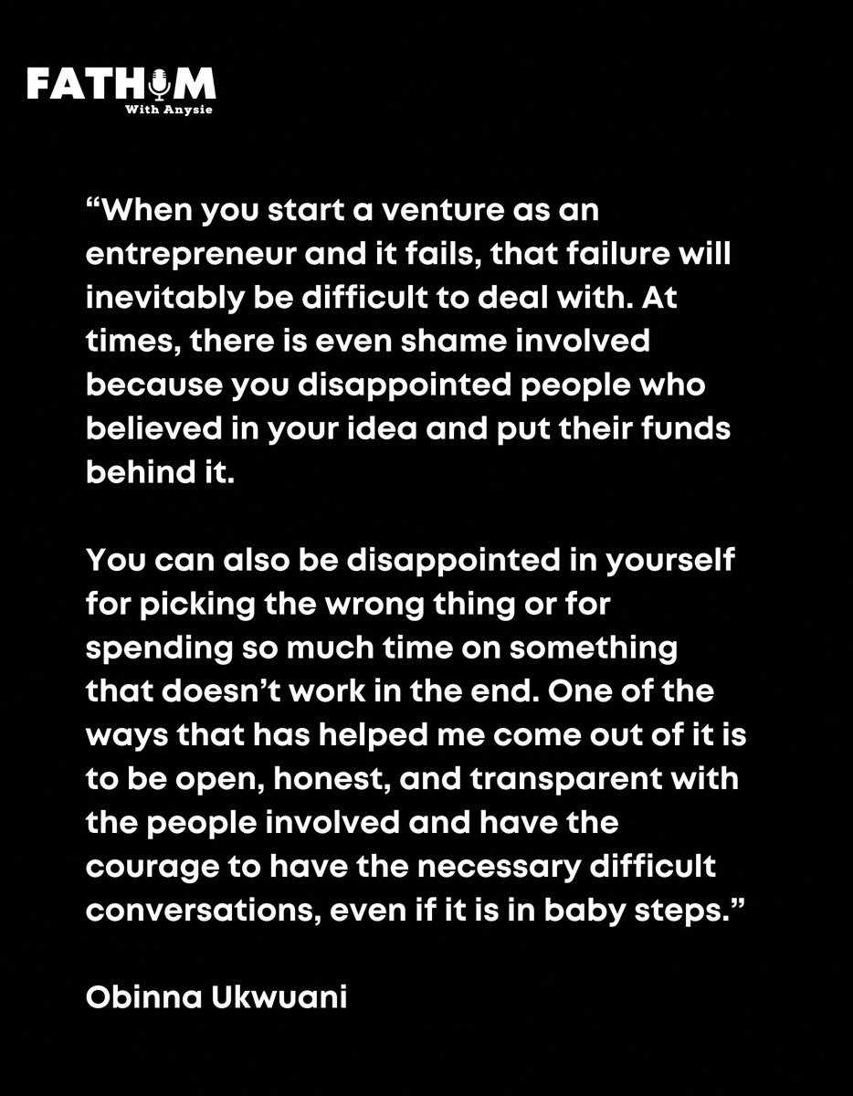 Some great takeaways from my conversation with <a href="/oukwuani/">Obinna J. Ukwuani</a> Find the full conversation here: linktr.ee/fathomwithanys…