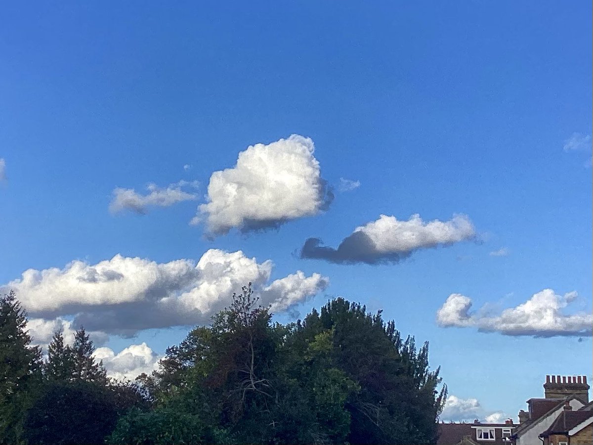 skylark22BHC1's tweet image. Classic cumulus this evening in Bromley, the way I used to draw clouds as I child.  Hope you all have a very lovely Tuesday evening. #bigsmile #bromley #loveclouds #cumulus #loveukweather @CloudAppSoc @metoffice @bbcweather @SallyWeather @ChrisPage90