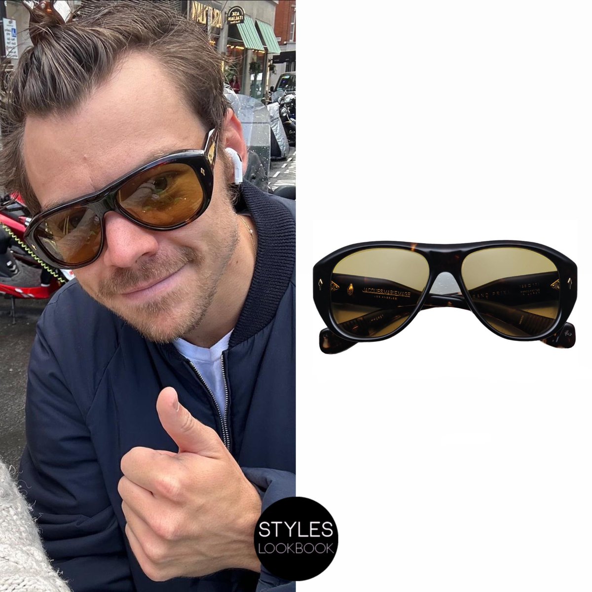 Out in London, Harry was pictured wearing #JacquesMarieMage Grand Prix sunglasses in dark havana ($820).
styleslookbook.com/post/730180139…

📸 annabayne