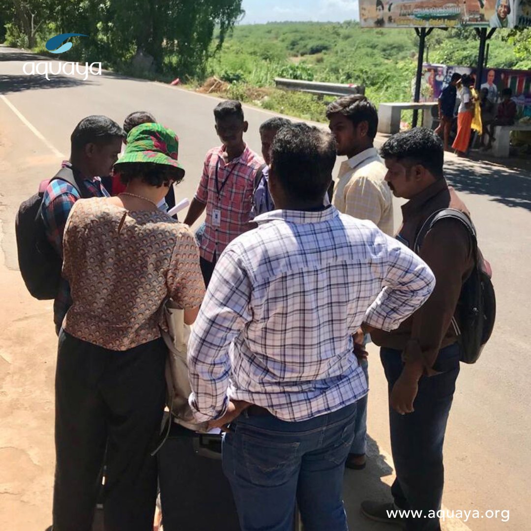 Aquaya's tweet photo. Aquayan, Lisa (green bucket hat), briefs enumerators ahead of #REALWater's fieldwork in Ariyur village, Madurai District, in the Tamil Nadu region of #India. We are conducting household surveys on affordable #Onpremises water services in rural &amp; small-town settings.

@USAIDWater https://t.co/oeHaYVNe8R