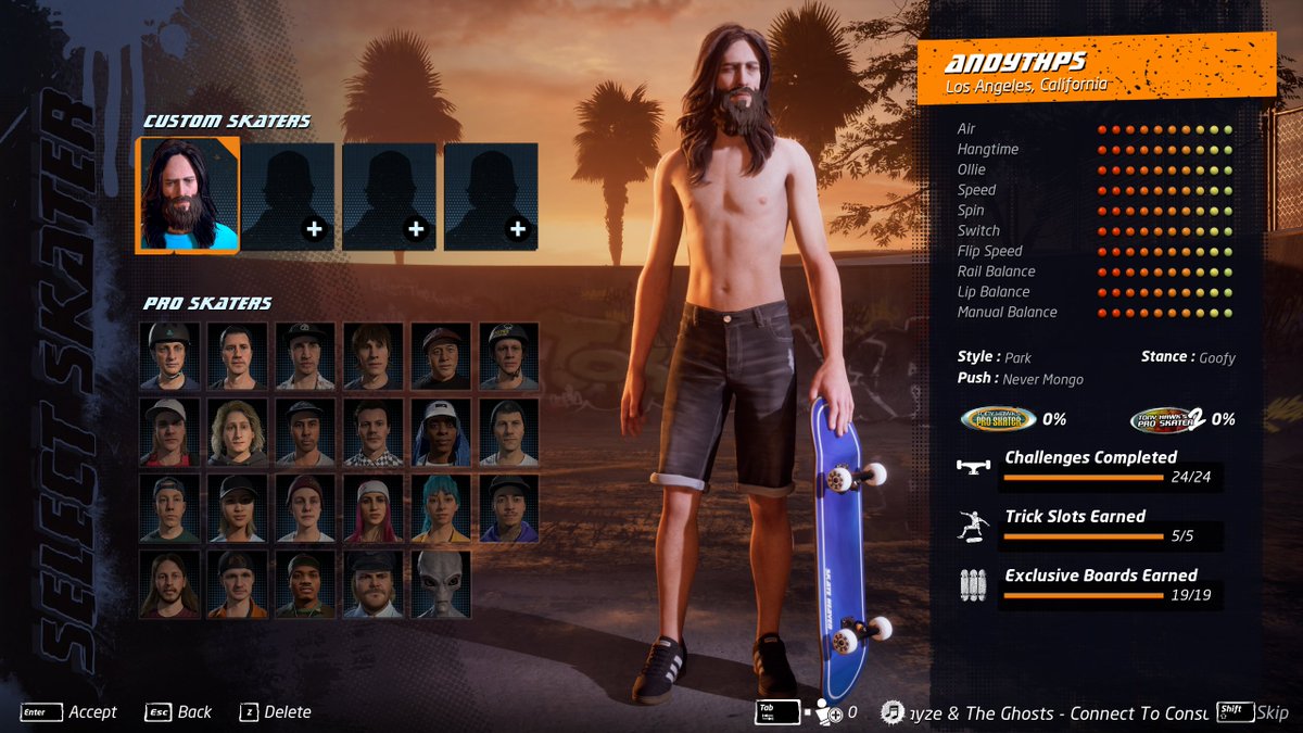 andyTHPS's tweet image. * THPS1+2 Multiplayer on Epic Games still does not work, but it works on Steam (!!!)
* Appears to be using my save file from EGS, but my other CAS slots are empty
* Achievements have to be earned again
* My CE shirt is missing from my CAS cause i bought the base product on steam