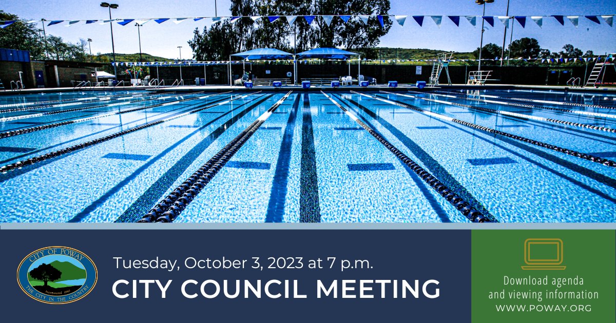 cityofpoway's tweet image. Your @cityofpoway council meets tonight at 7pm. The City welcomes you and encourages your continued interest and involvement in #Poway's decision-making process. Meetings are open for in-person participation/viewing online. Agenda: poway.org/councilmeetings.