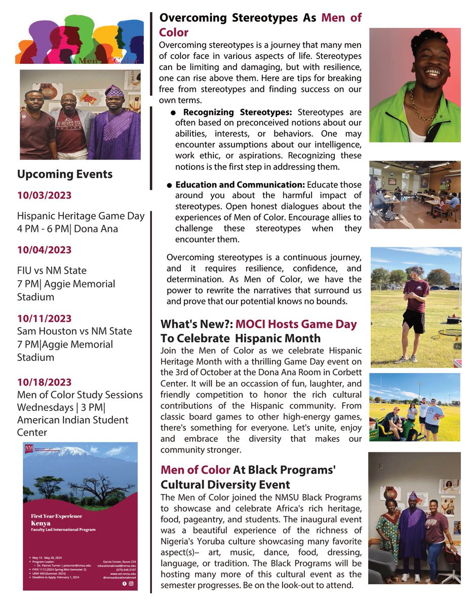 The October edition of the Men of Color Newsletter is out. For this month we looked at how men of color can navigate academia and overcome stereotypes. Do Enjoy!