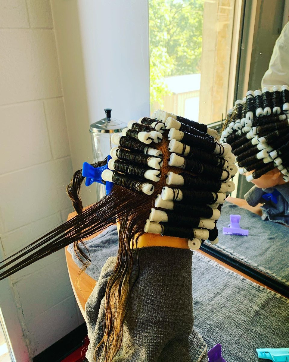 Cos 1 perming the day away…. #perm #perming #cos1 #wactc #warwickcos #dowhatyoulovelovewhatyoudo