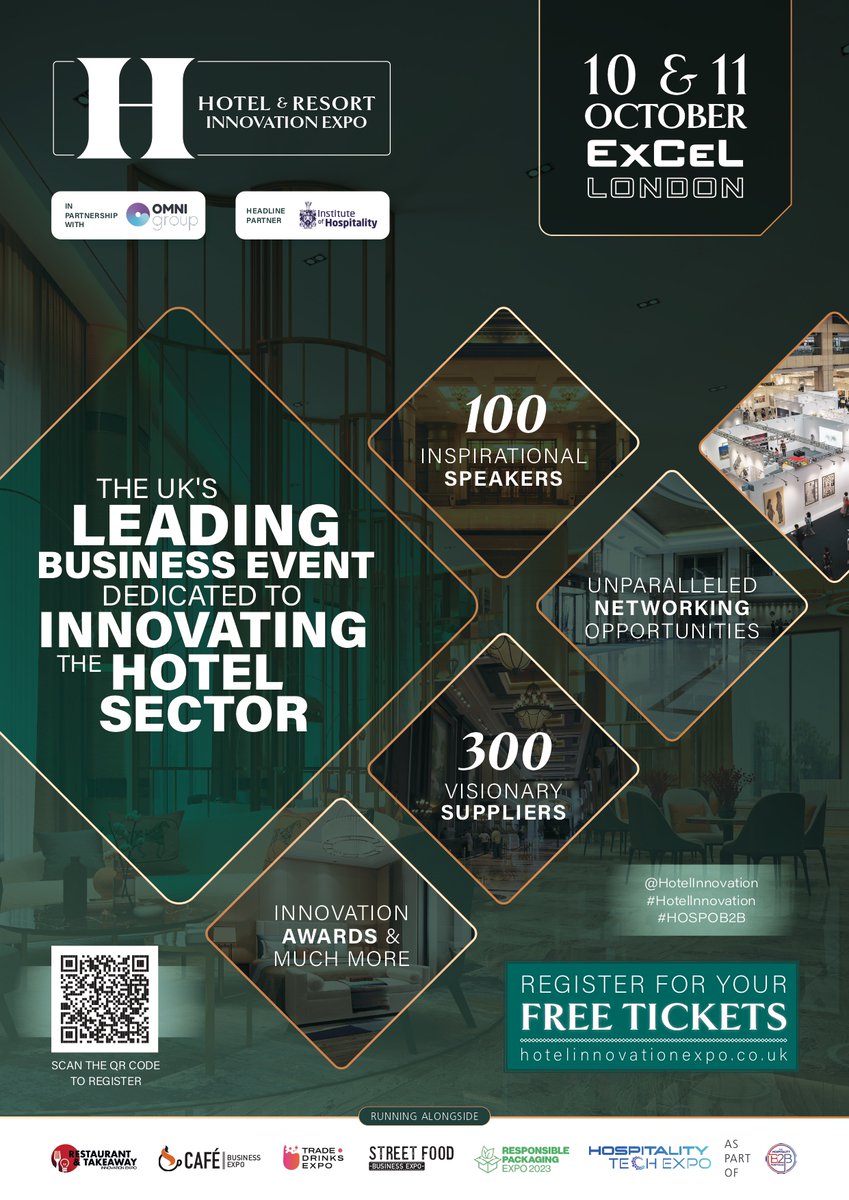 The #HOTELINNOVATION is right around the corner! Have you got your ticket yet? Taking place on the 10th and 11th of October it is going to be an unmissable event as the UK’s leading business event innovating the hotel sector.  Get your FREE ticket there now #HOSPOB2B