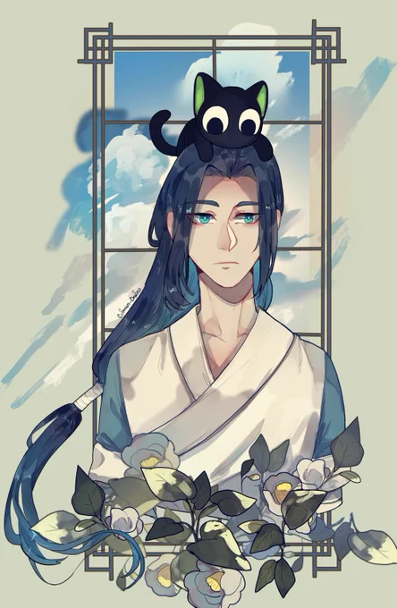 Watched the Legend of Hei ages ago and been meaning to draw these two ^^Hei is so cute~~And of course Wuxian is a handsome man who I must draw :D 