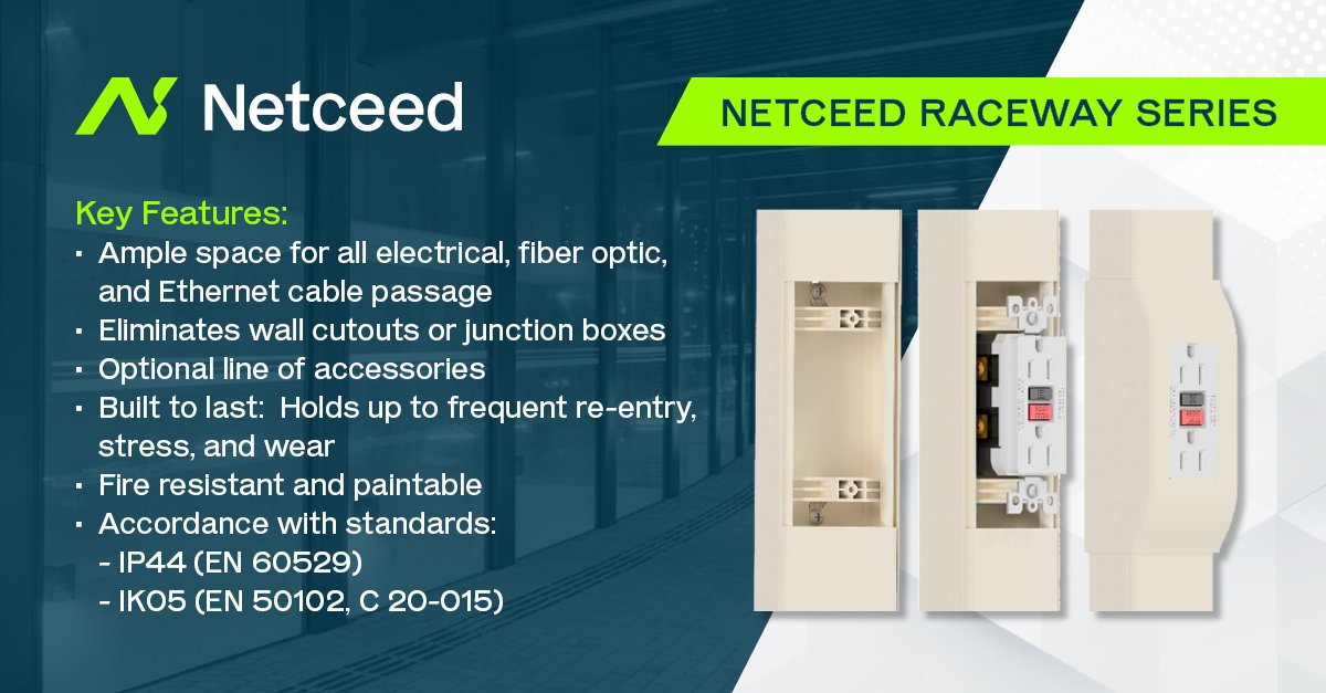 walkerfirst's tweet photo. The Netceed Series of Surface Raceways and accessories are ideal for securely hiding and routing electric, fiber optic, and Ethernet cabling. This surface raceway system has been designed for easy installation and cable access. Learn More : https://t.co/TzbvrhnM4L https://t.co/bXjxf1GT8R