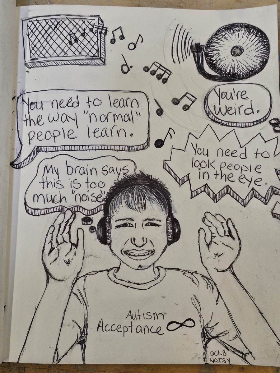 Day 3 "noisy" inspired by my son with autism and the noises he experiences on the daily. #bulldogtober #AutismAcceptance