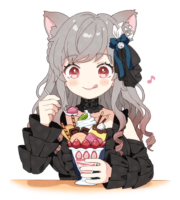 りんこりんS2ランク到達おめでとう! ついに事務所でも希少なプラチナライバーになれてすごいね! 1年以上見守ってきて初めてのことで、本当にママとしても嬉しく思います頑張ってきてよかったね!  そんなわけでお祝いのパフェ!召し上がれ #りんこのファンタズムアート
