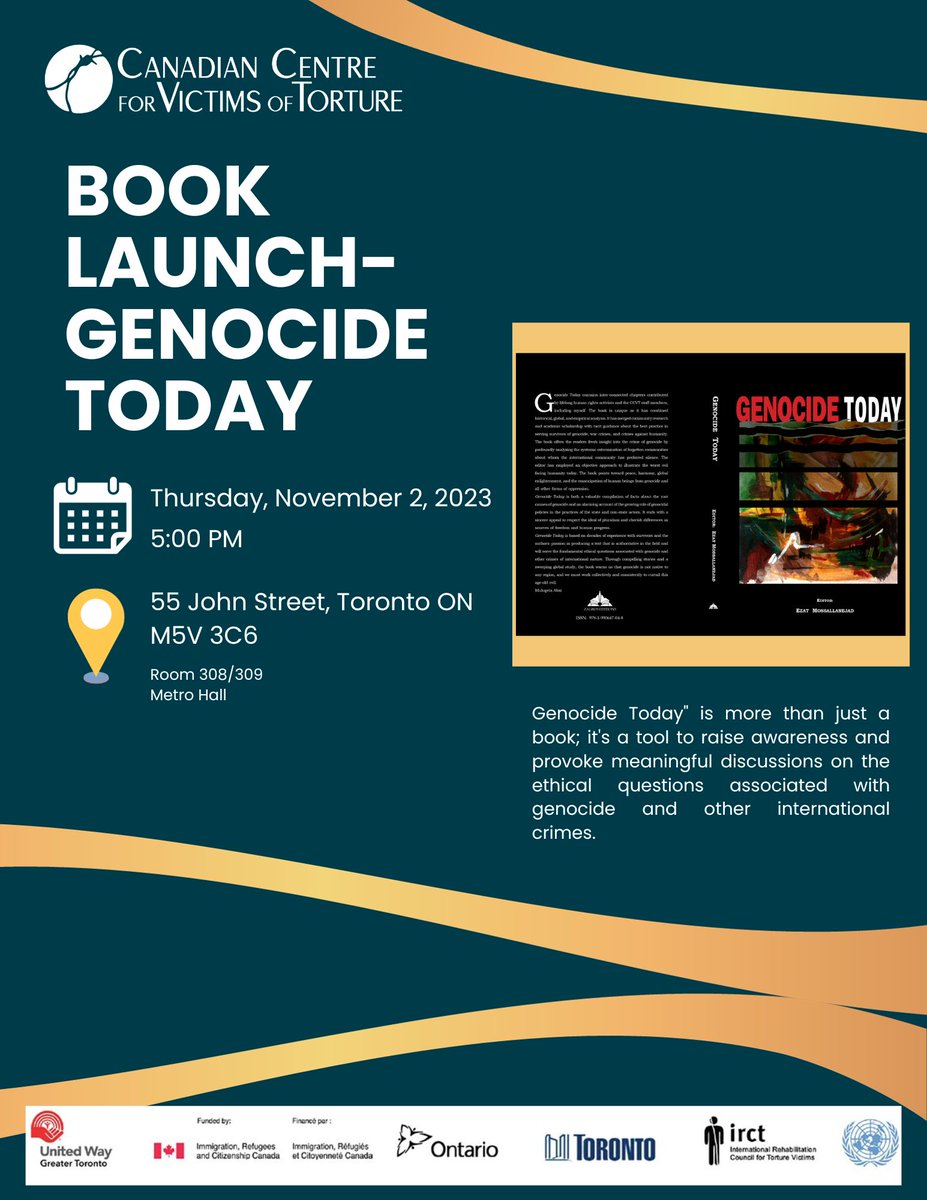 *Please note that the Book Launch for Genocide Today has been rescheduled to November 2. The venue has also changed, please refer to the flyer for details. We hope to see you there.