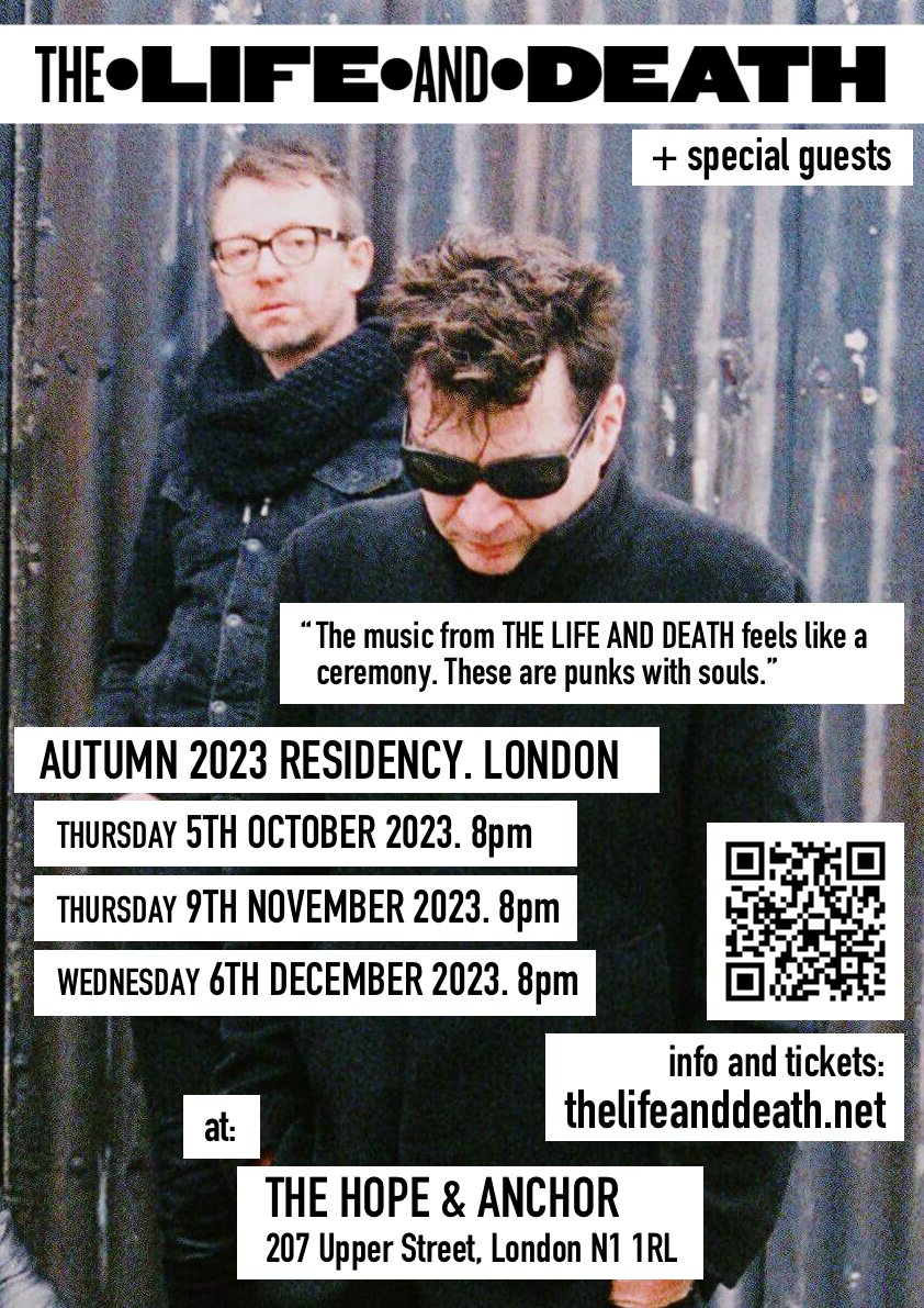 We're kicking off our Autumn run of shows in London THIS THURSDAY, 5th OCTOBER 2023.

With very special guests ROMEO SPY. Doors 8pm. Tickets via DICE (or pay on the door).

#newwave #postpunk #thelifeanddeath <a href="/TheHopeLiveN1/">Hope and Anchor Live</a> <a href="/dicefm/">DICE</a> <a href="/maryannehobbs/">maryannehobbs</a> <a href="/steve_lamacq/">Steve Lamacq</a> <a href="/tom_ravenscroft/">Tom Ravenscroft</a>