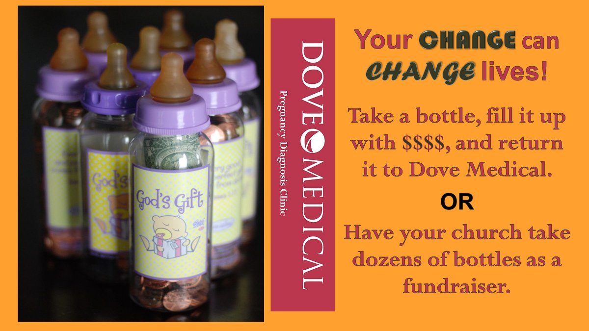This is a great holiday fundraiser. Get your church or family to think charitably. Your gift impacts lives. Start your Dove Medical baby bottle fundraiser today. #babybottles #pregnancydiagnosisclinic