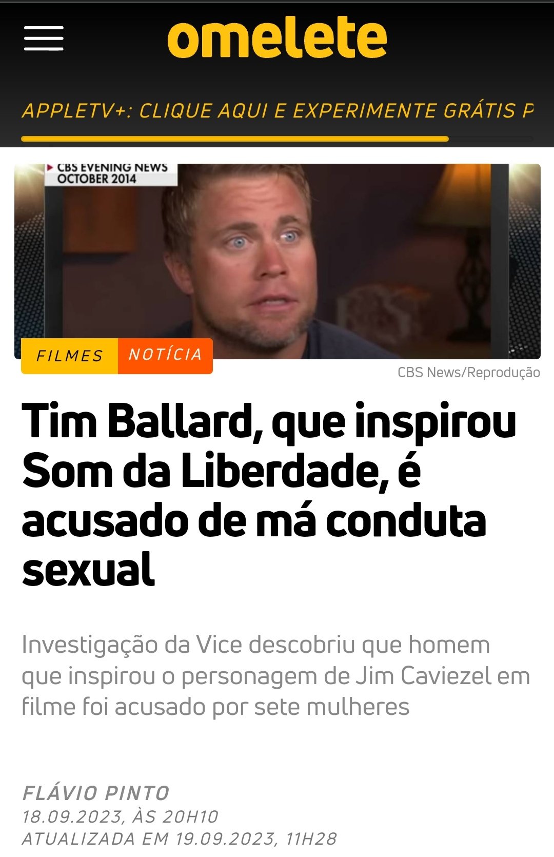 Tim Ballard, que inspirou o filme Som da Liberdade, é acusado de má  conduta sexual