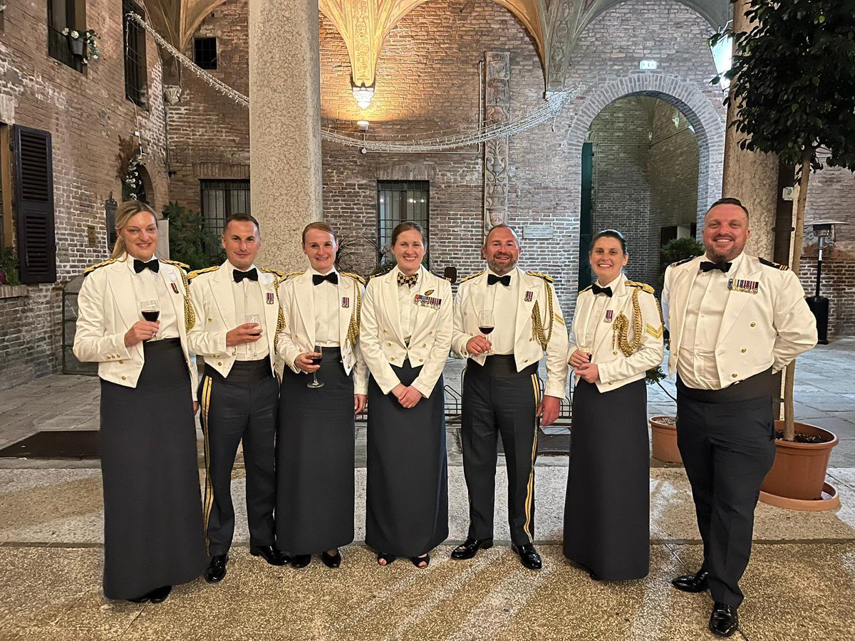 The Woodwind Quintet of the Band of the #RoyalAirForce College travelled to #Ferrara, #Italy 🇮🇹 to support the #NATO #BattleOfBritain Dinner on Friday. Guests from 16 nations attended, including VIP's from the UK & other #NATO Command Units. #RAFMusic 🎺✈️🥁 #NoOrdinaryJob #RAF