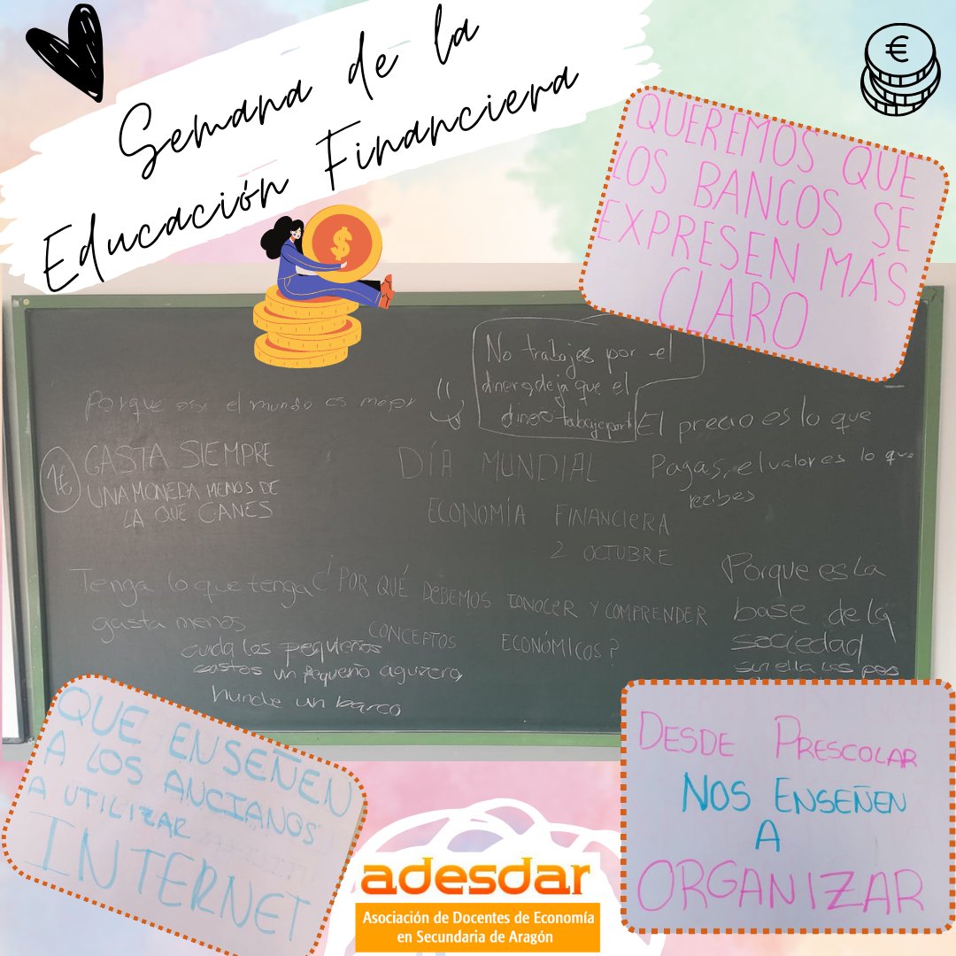 💰💱 Ayer, #2deoctubre, fue el día de la #Educación #Financiera y durante toda la semana se celebra y reclama la importancia de la misma. 

😉📜 Desde @adesdar trabajamos en ese sentido, y seguiremos exigiendo más educación financiera en los currículums educativos de #Aragón