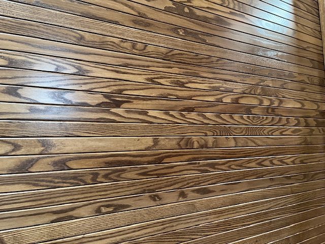 One of three very large and imposing Roll Up Doors for a Local Government facility in the MidWest. Produced in sustainable Ash and hand-stained and assembled in our Forest Grove facility.