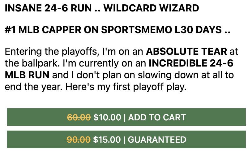 sportsmemo's tweet photo. 🤑 ⚾️ @LessChalk was 🔥 to conclude the 2023 #MLB regular season winning over 77% of his plays over the last 30 days of the season! Get his premium play for today's wildcard round below before first pitch 🏟 #MLBPicks #mlbbets

👉 https://t.co/8SEkNDXyQ4 https://t.co/6xFAn56ecZ