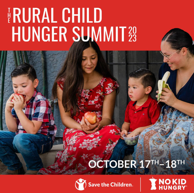 nokidhungry's tweet photo. Join #NoKidHungry and co-presenters @SaveTheChildren virtually for the 5th annual FREE Rural Child Hunger Summit! 

On October 17th &amp; 18th, we'll be discussing Building Resiliency Through Partnerships and Innovation. Register here: https://t.co/Wu8FHzxrmS #RuralHunger https://t.co/KHNG5GP5ir