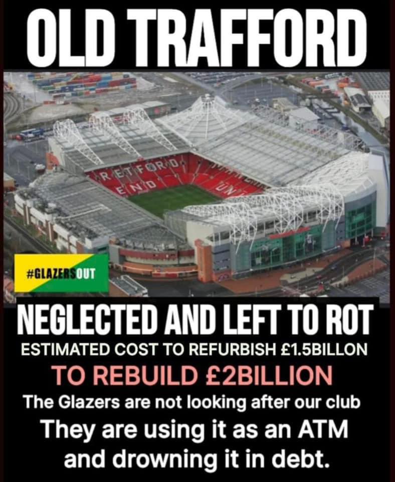 It’ll be neglected even more if Ratcliffe gets a minority stake the leaking roof is foul the water is black because it’s mixed with pigeon droppings and moss #GlazersOut #GlazersFullSaleOnly #NoToIneos #NoToRatcliffe