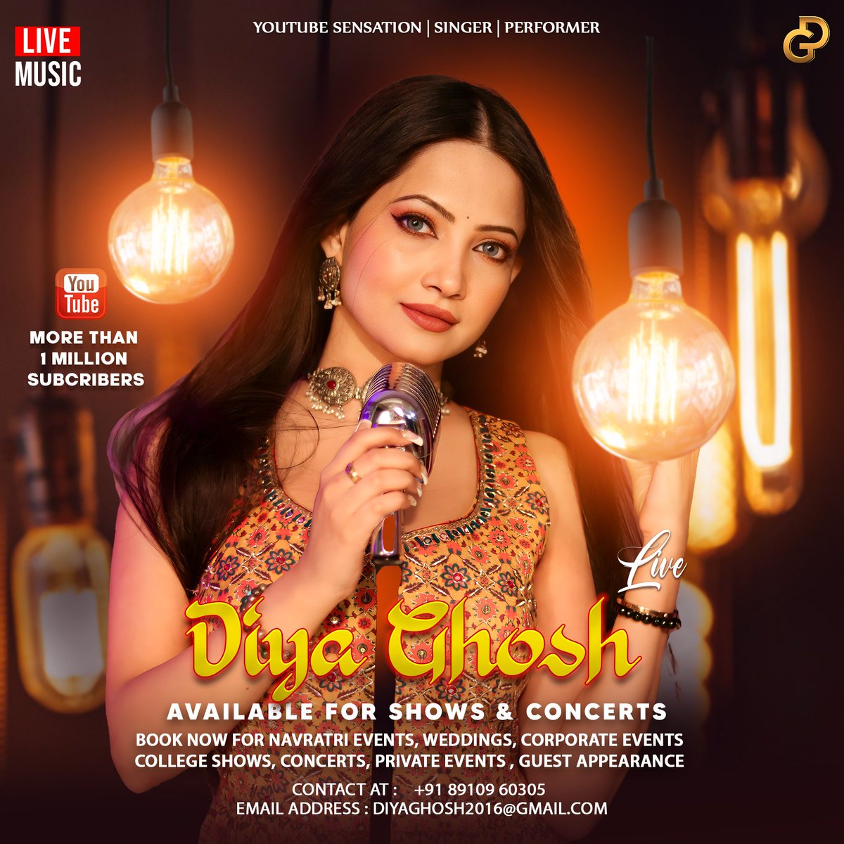 diyaghosh007's tweet photo. Diya Ghosh Live With Band. 
For shows and concert bookings
Contact: 8910960305
Email At : diyaghosh2016@gmail.com
.
#event #singer #shows #gigs #concert #diyaghosh https://t.co/ehvhE39d2Y