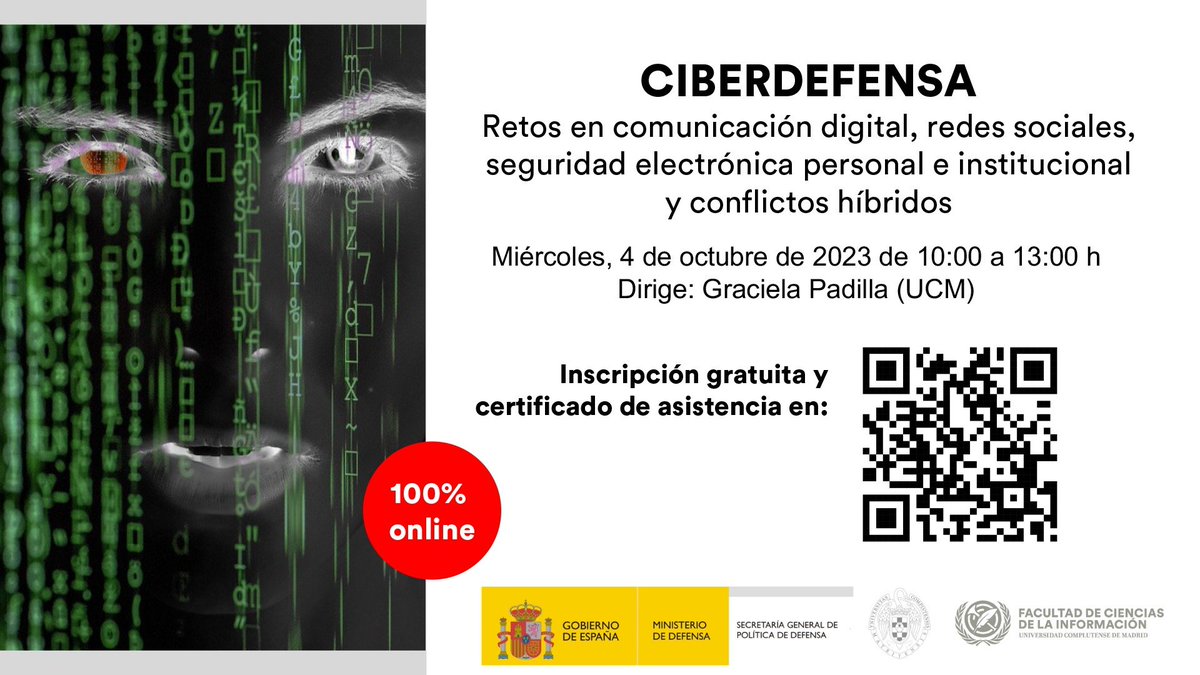 📢Mañana estaré en la Jornada #CIBERDEFENSA. 

🗣️ Hablaré sobre cómo acercar al ciudadano la geopolítica internacional: nuevas tendencias, canales, y formatos. 

El evento será online y contará con profesores/as y expertos/as de hasta siete universidades. ¡Inscripción gratuita!👇