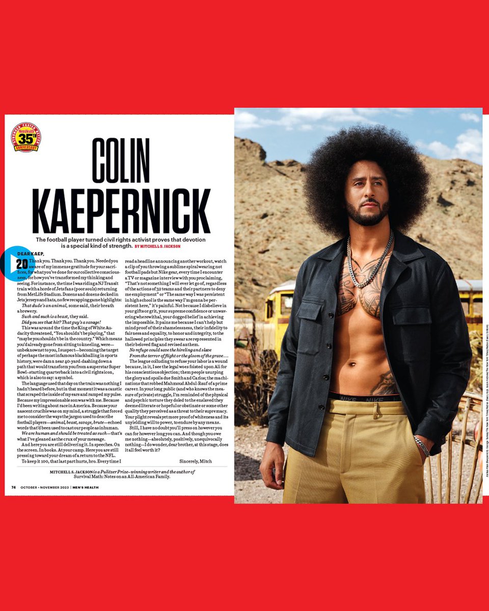 Grateful to be a part of @menshealthmag 35 strongest men of the last 35 years! It’s dope to share space with the other incredible men whose strengths show up in different ways! Strong people build strong futures! Let’s get to building! Magazine: @MensHealthMag Photographer: