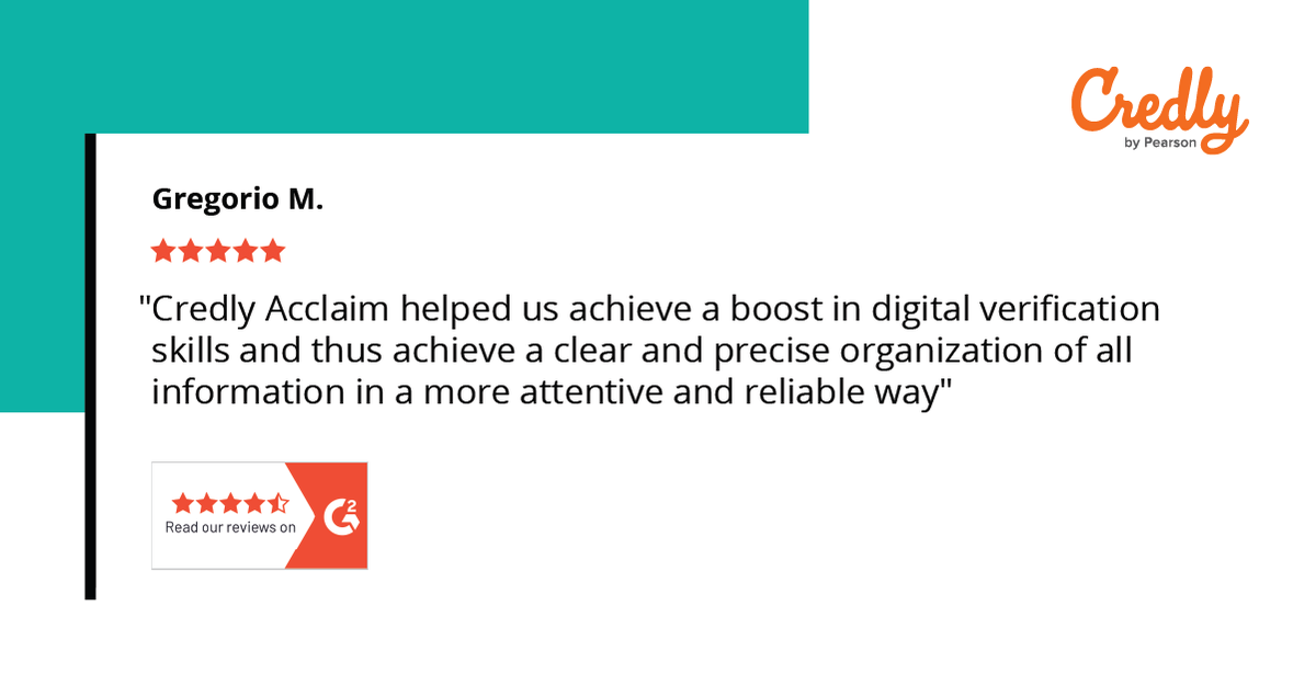 Reviews like the one below remind us of our unwavering commitment to supporting organizations and learners in achieving their goals through cutting-edge technology and user-centric features. Explore more reviews here: hubs.ly/Q023QJFH0 #digitalcredentials #digitalbadges