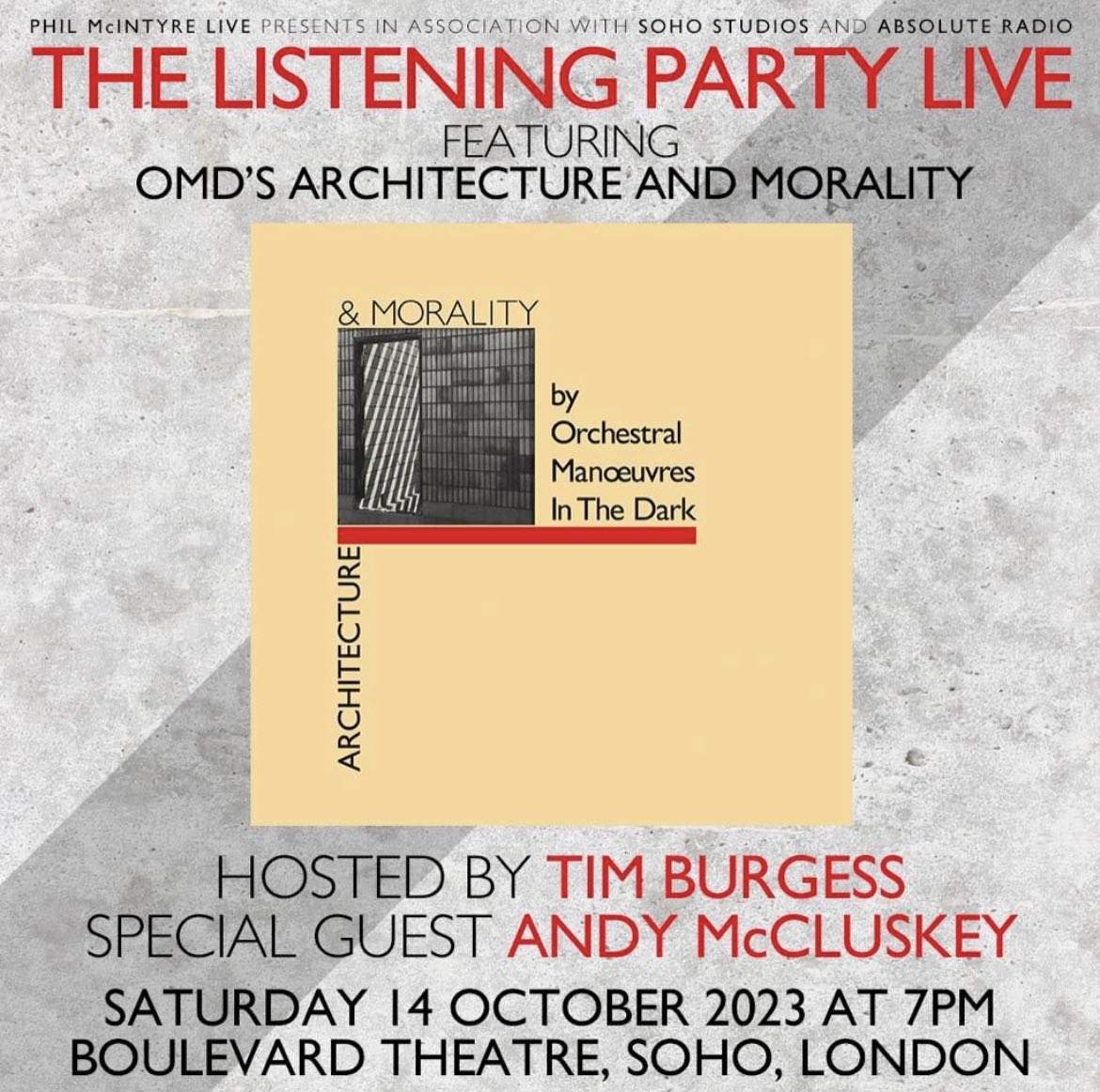 I’ll be hosting @LlSTENlNG_PARTY live Retweet to win 2 tickets for @OfficialOMD and me at @boulevardSoho in london on Saturday October 14th Tickets on sale tomorrow at 10.00am I’ll announce the winner tomorrow at 9.00am